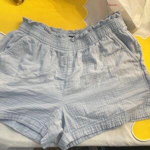 J. Crew High Waist Ruffled Blue Shorts